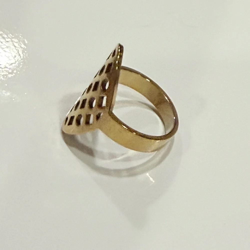Artisan Gold Tone Openwork Oval Statement Ring